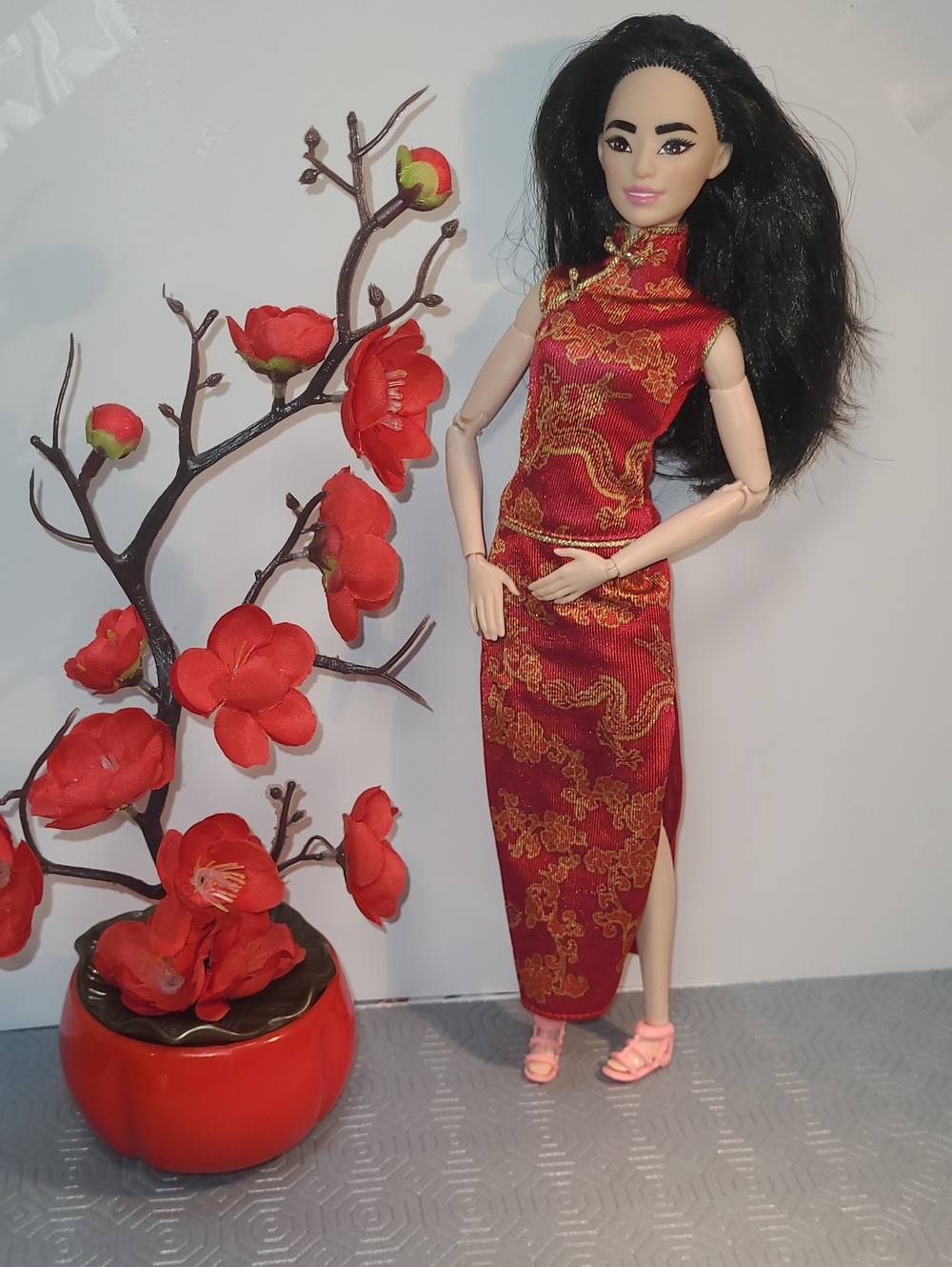 Barbie Articulated Wearing A Stunning Traditional Red Lunar New Year Dress
